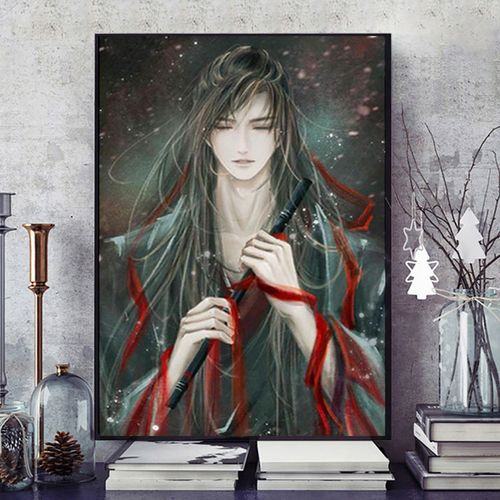 点贴钻十字绣古风动漫点钻画吹笛美男子2020年新款手工贴客厅卧室