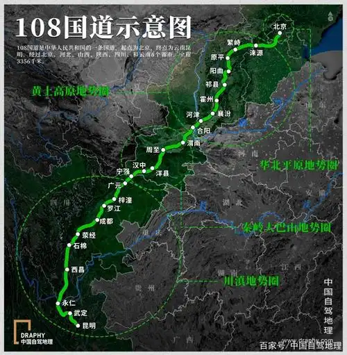 108国道示意图,制图@《中国自驾地理》
