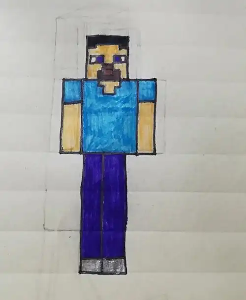 自己画了个史蒂夫第一次画画