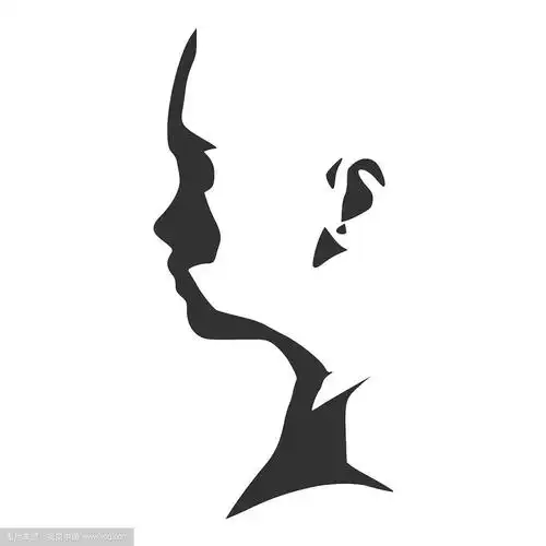 一个女性头部侧面的剪影