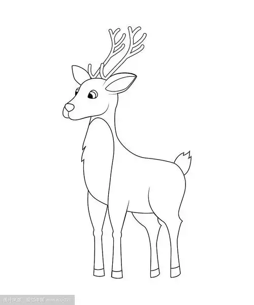 无色有趣的卡通驯鹿