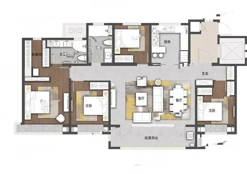 青岛海信积米湾四室两厅两卫160平户型图_首付金额_4室2厅2卫_160.