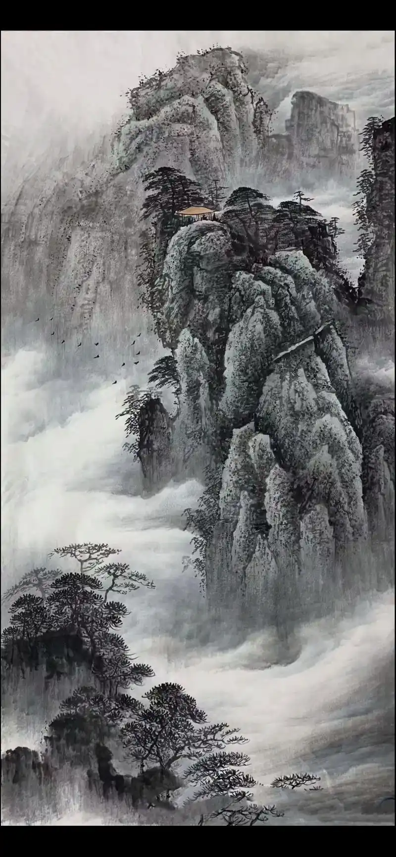 水墨画.山水.兰花.