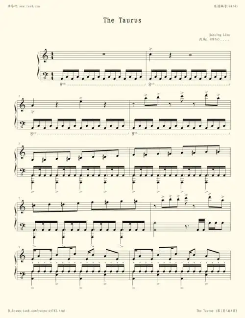 《跳舞的线-金牛座 the taurus,钢琴谱》dancing line(五线谱 钢琴曲