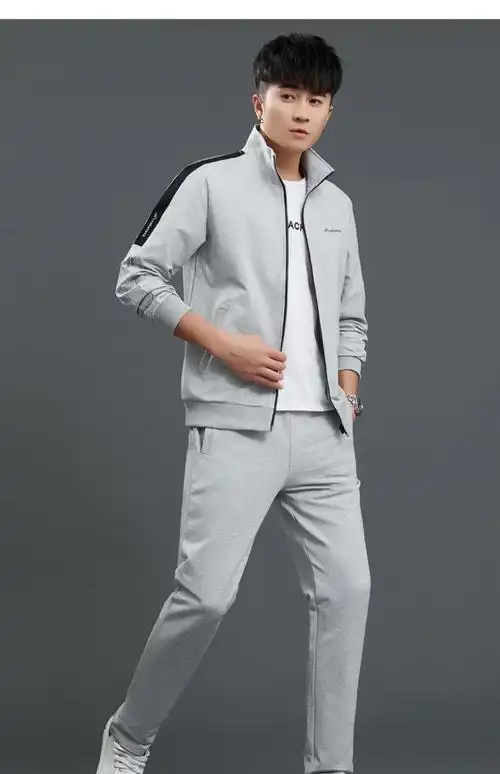 运动服套装男士新款健身休闲装春秋季立领跑步卫衣大码外套三件套 501