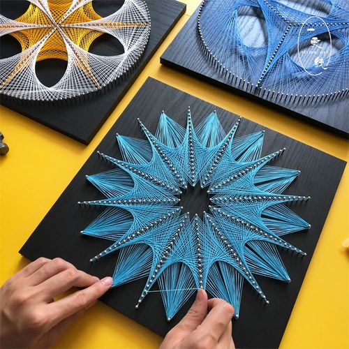 几何图形钉子绕线画减压手工diy材料包装饰画创意制作弦丝画礼物