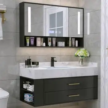 九牧jomoo岩板一体浴室柜组合轻奢落地式洗脸洗手池洗漱台盆卫生间