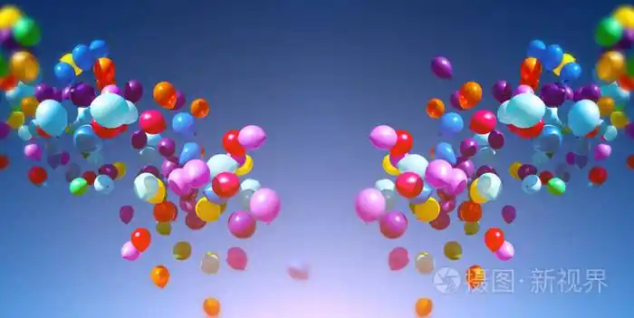 五颜六色的气球在天上飞方