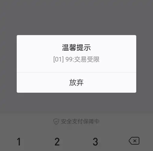 银盛通支付宝扫码提示99:交易受限是什么原因?