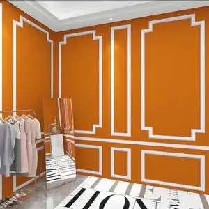 3d简约背景墙壁纸轻奢大气爱马仕橙高级感女服装店直播间装饰墙纸