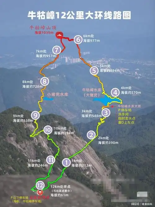 牛牯嶂环线徒步全长12公里,由于我们出发时间较晚,这次打算徒步小环线