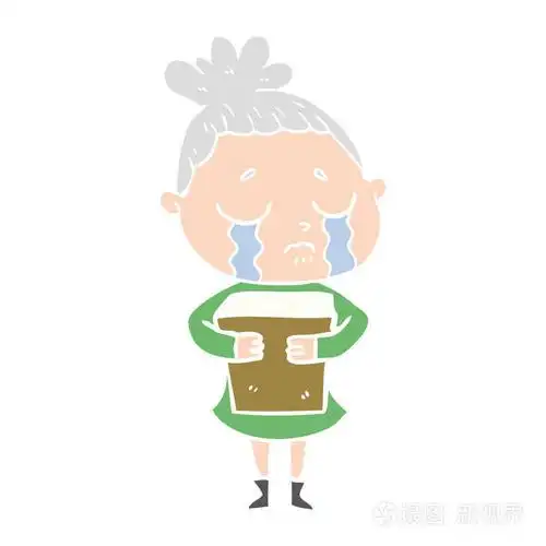 平面彩色卡通哭女抱书