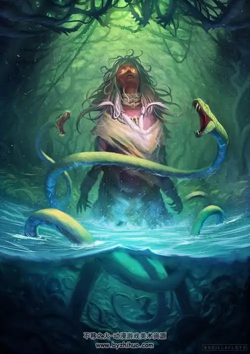 游戏角色素材人首蛇身美杜莎角色原画设定参考166p