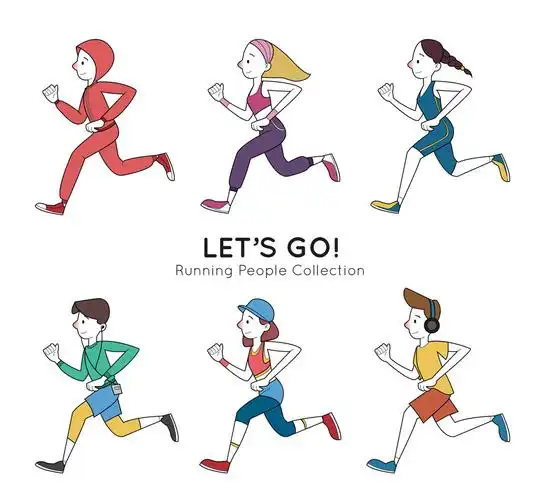 6款创意跑步人物设计矢量图_体育运动_懒人图库