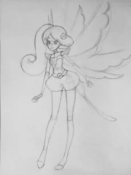 儿童简笔画小花仙曼珠沙华简笔画库库鲁穿着公主裙的可爱的小小花仙简