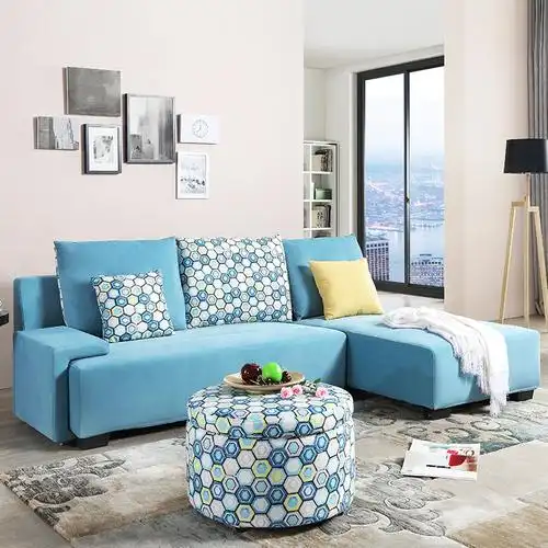 左右布艺沙发 简约现代田园风格小户型客厅家具组合可拆洗布沙发dzy