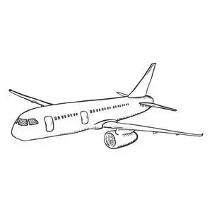 黑色客机矢量黑色素描飞机.手绘民用飞机照片