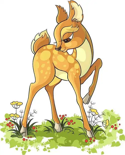 可爱的卡通小鹿孤立在白色图片