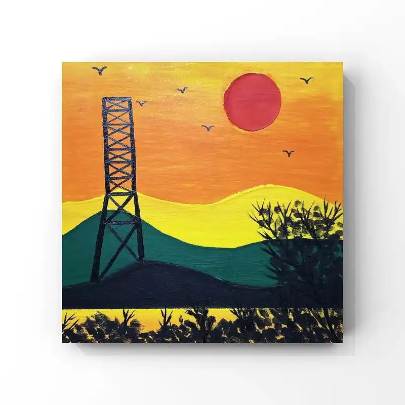 新手油画棒·黄昏日落|附简单教程."山那边的日落渐渐下坠"  - 抖音