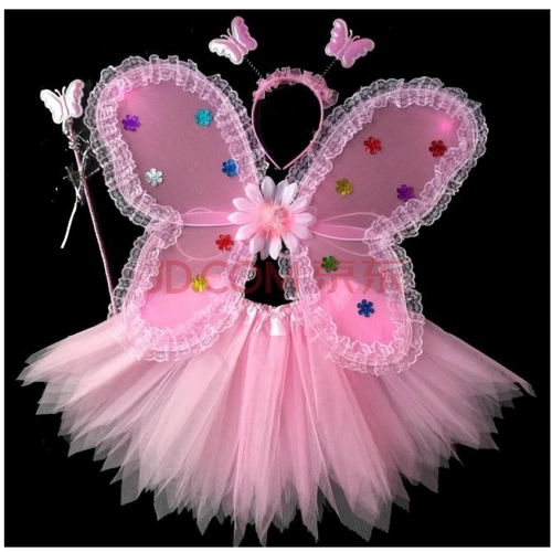 元旦儿童舞蹈服蝴蝶天使翅膀公主网纱蓬蓬裙女童表演演出服装道xss