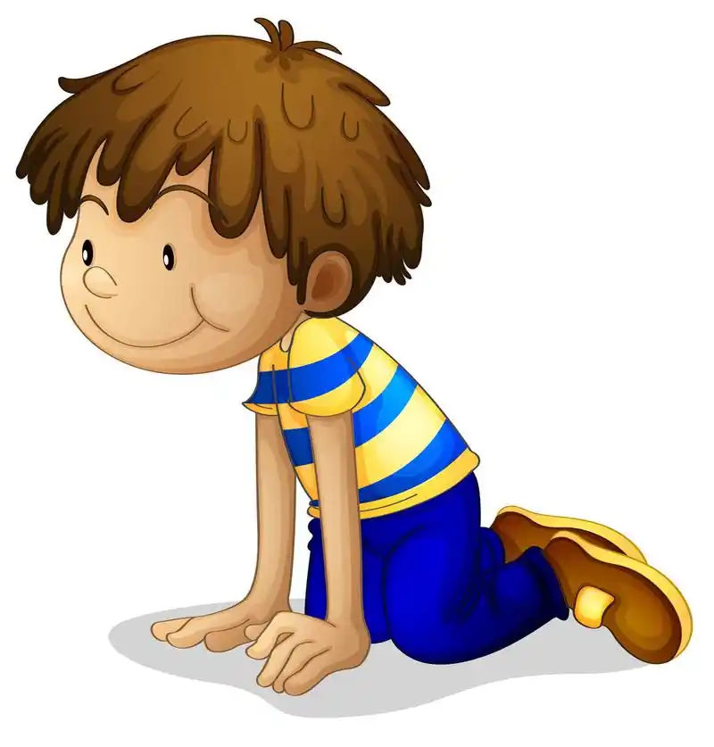 男孩跪,男孩跪在白色背景上的插图