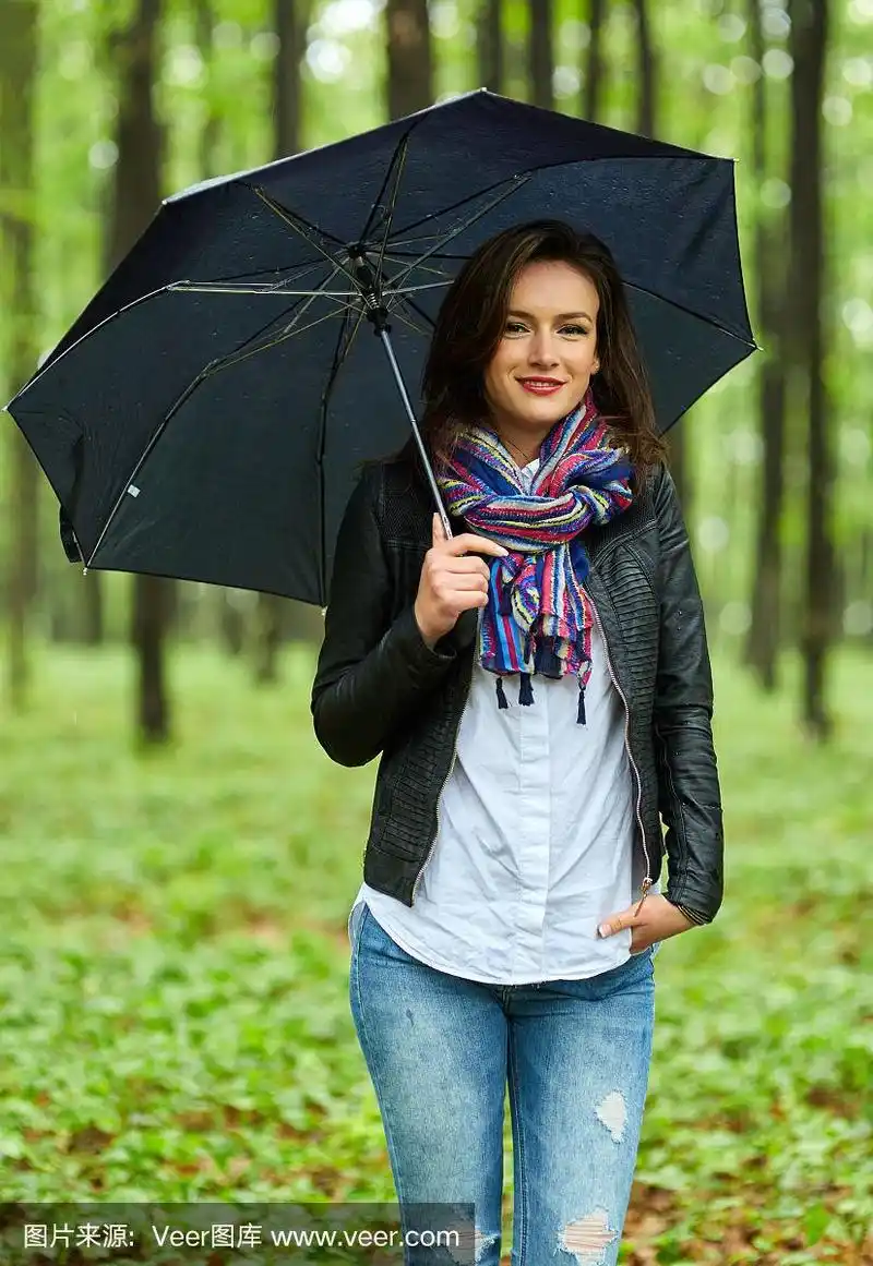 在雨中打着伞的女人