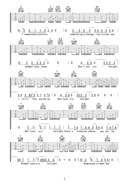 dont  cry吉他谱(图片谱,弹唱)_guns n roses(枪炮与玫瑰;枪花)