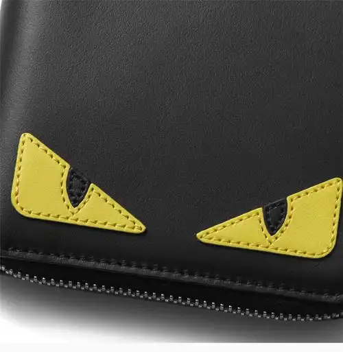 【包邮包税】fendi/芬迪 20春夏 男士黑色皮革经典小怪兽钱包零钱包