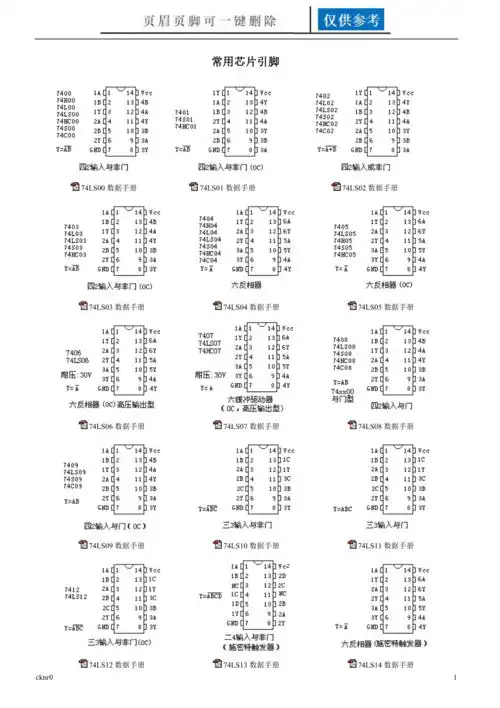 常用芯片引脚图资料运用