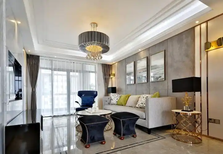 域中央轻奢风格80平米装修效果图案例_成都塞纳春天装饰装修设计案例