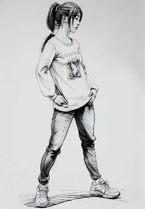 高考美术速写人物临摹范例赏析与技法讲解