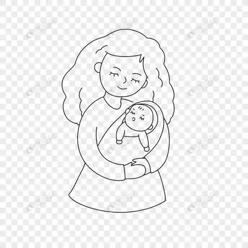 抱着孩子的母亲简笔画