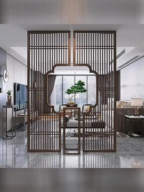 不锈钢屏风新中式隔断客厅金属简约现代进门