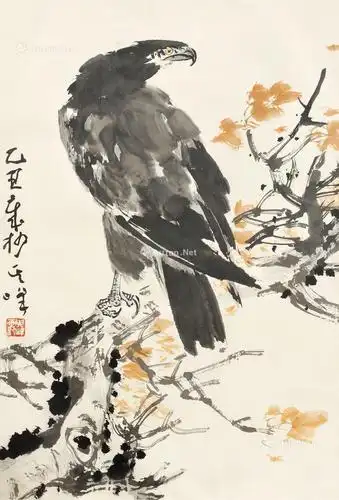 0067 乙丑(1985)年作 远瞩 镜框 设色纸本