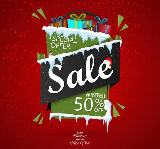 创意冬季半价促销招贴画矢量图_广告设计_懒人图库