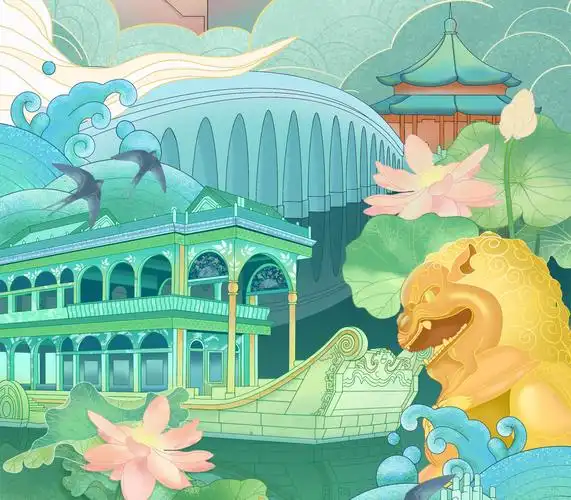 颐和园风景如画,昆明湖岸边铜牛昂首安卧,眺望十七孔桥,廊如亭,佛光阁