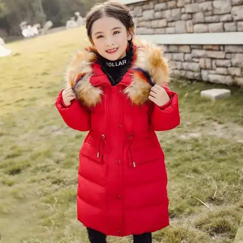 女童中长款加厚冬季白鸭绒中大童女孩洋气韩版潮7岁5岁6岁一年级4岁