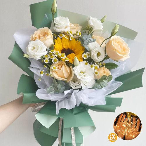 花西拾 中秋节礼物鲜花速递香槟玫瑰向日葵花束生日礼物送女生老婆