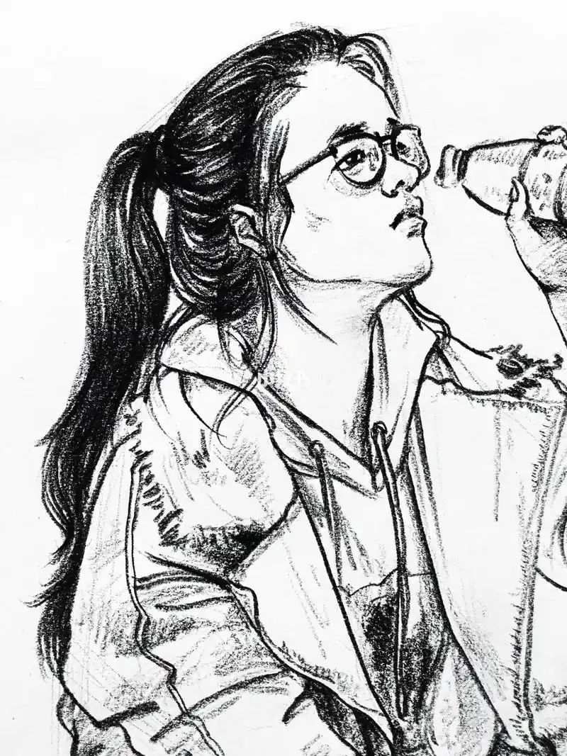 炭笔人物速写73