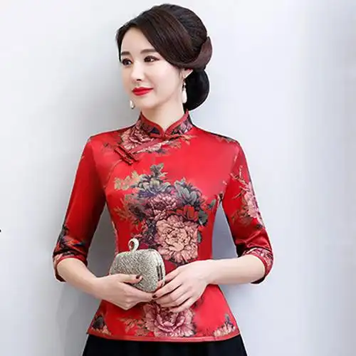 复古改良旗袍长袖国风唐装短款上衣