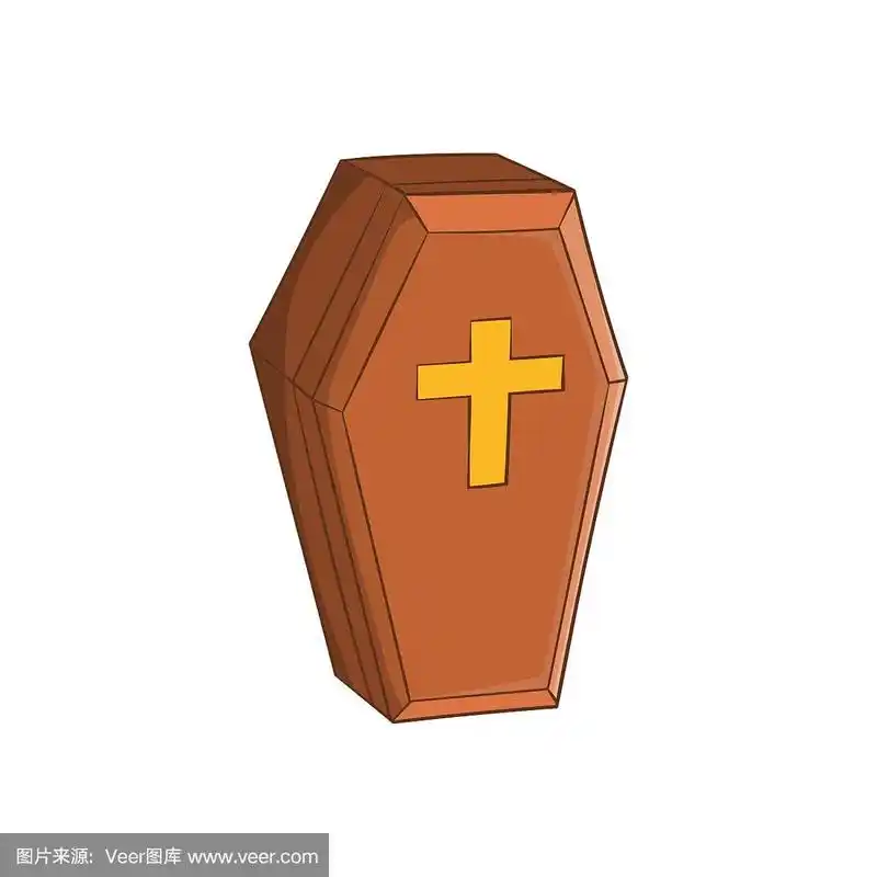 木棺材图标卡通风格