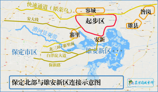 漕河景观带为核心从保定市东城工业园规划图可以看出,因为有雄安新区
