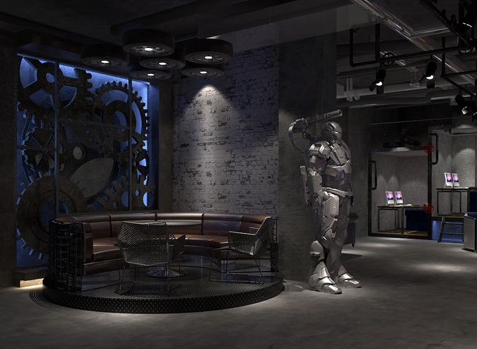 蒸汽朋克工业风网咖 室内设计