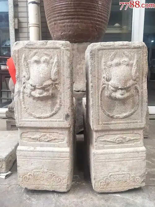 清早期虎头噙环门墩石1079