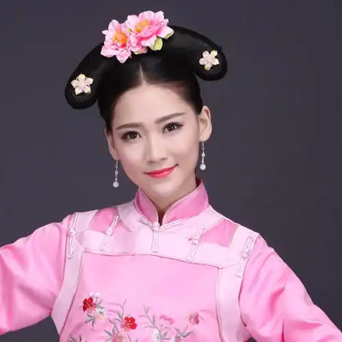 古装假发清朝格格假发福晋发型旗头新娘盘发若曦弯月旗头清装假发