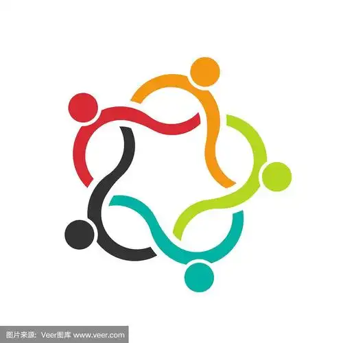 团队合作人以波浪状分组.标志设计