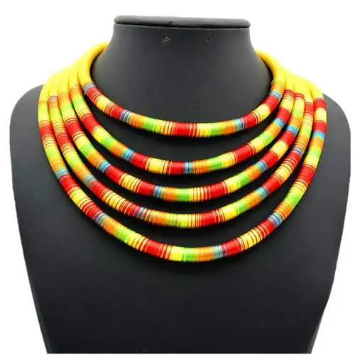 多层颈链非洲风情项链 编织磁扣夸张项链欧美跨境亚马逊necklace