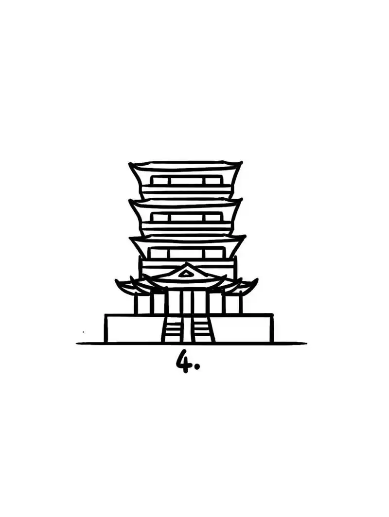 地标建筑简笔画教程38 地标建筑38-清风阁,位于安徽省合肥市包公园内