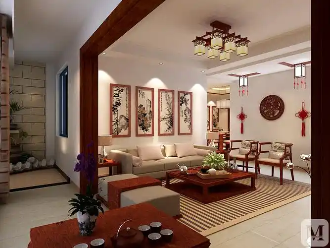 32.7万159㎡中式三房装修中式 设计风格