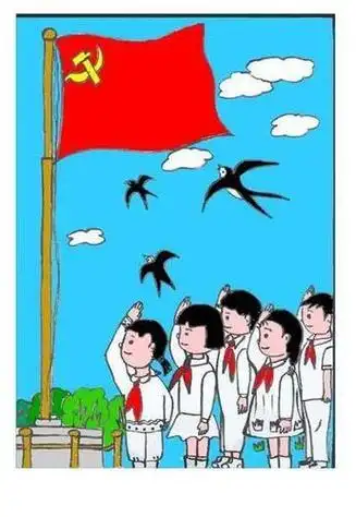 升旗小朋友仪式简笔画